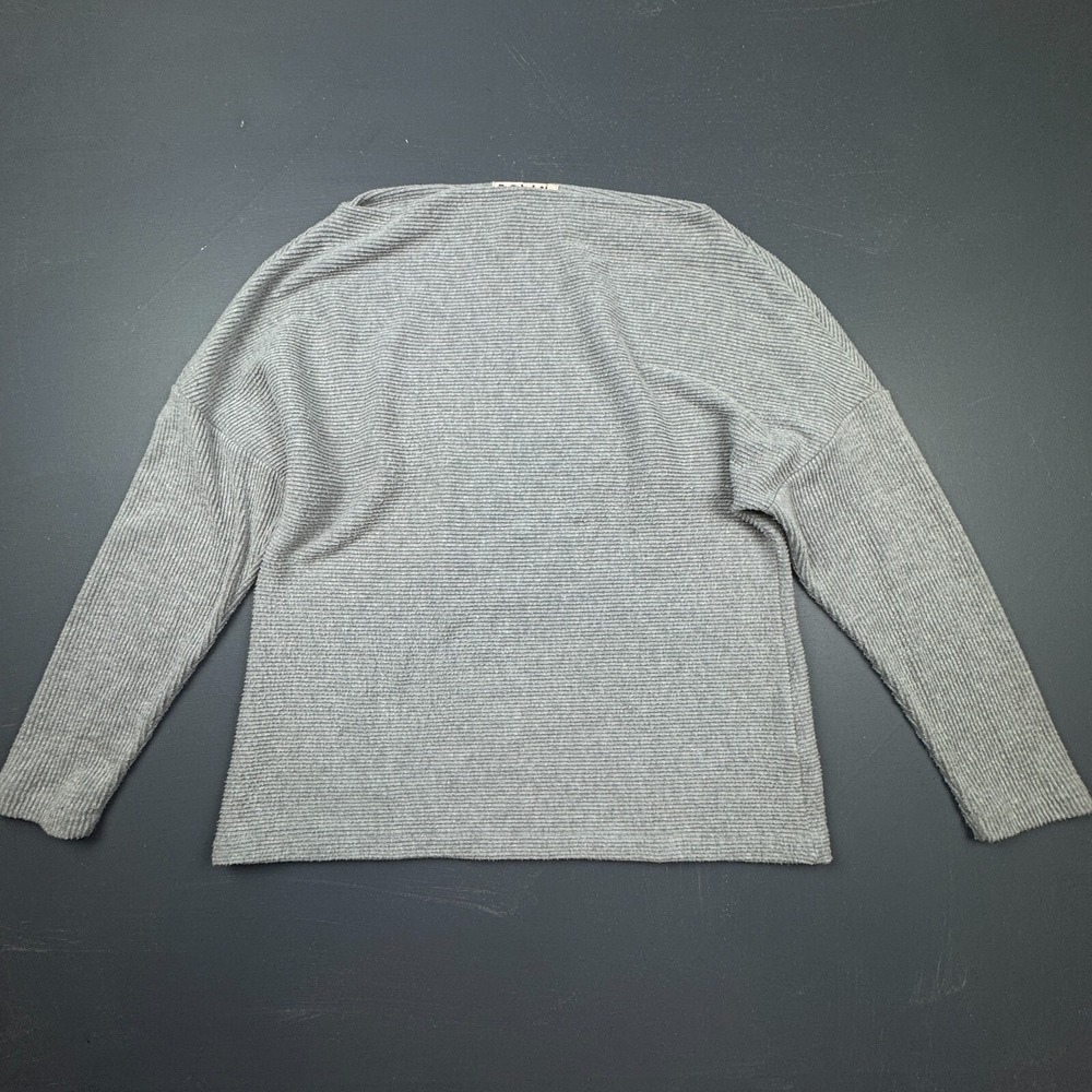 Dolan Women's Size Large Gray Ribbed Knit Stretch Pullover Sweater Cozy Casual